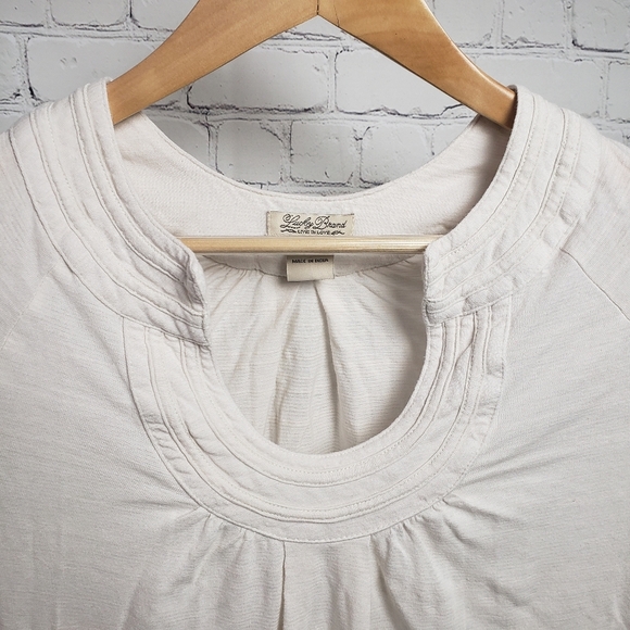 Lucky Brand Cream Horseshoe Neck Top Boho Hippie Western Bohemian Casual… - Picture 2 of 8